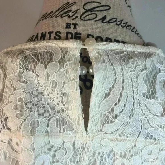 Talbots Petites XLP Ivory Sheer Chiffon Lace Blouse 3/4 Sleeves NWOT - Picture 5 of 7